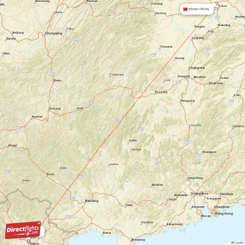 Wuhan - Hanoi direct flight map