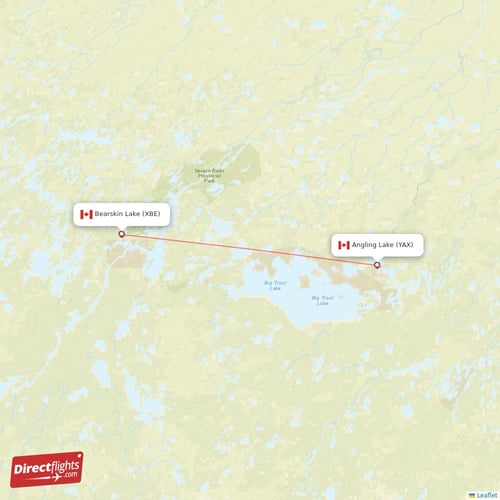 Bearskin Lake - Angling Lake direct flight map