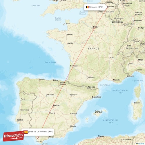 Jerez De La Frontera - Brussels direct flight map