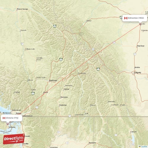 Edmonton - Victoria direct flight map