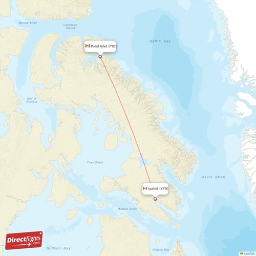 Iqaluit - Pond Inlet direct flight map