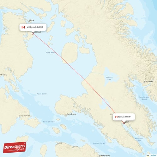 Iqaluit - Hall Beach direct flight map