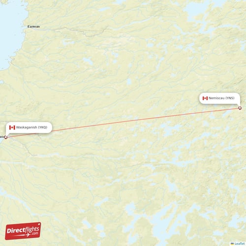 Waskaganish - Nemiscau direct flight map