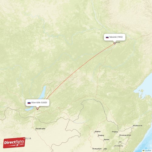 Yakutsk - Ulan-Ude direct flight map