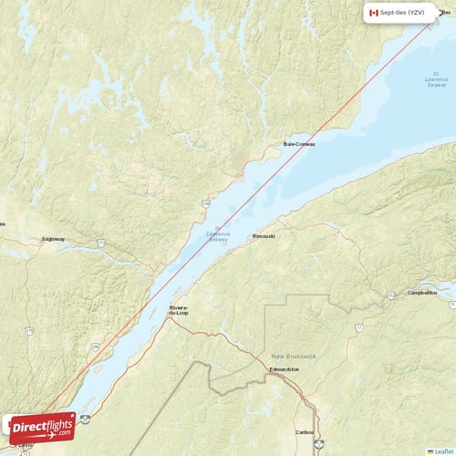 Quebec - Sept-Iles direct flight map