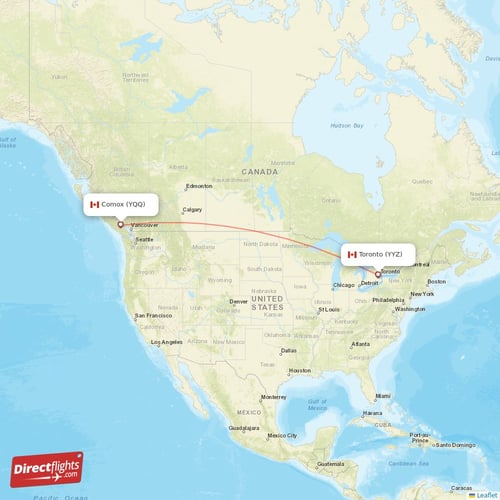 Comox - Toronto direct flight map
