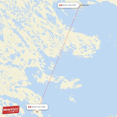 Rankin Inlet - Whale Cove direct flight map