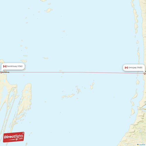 Sanikiluaq - Umiujaq direct flight map