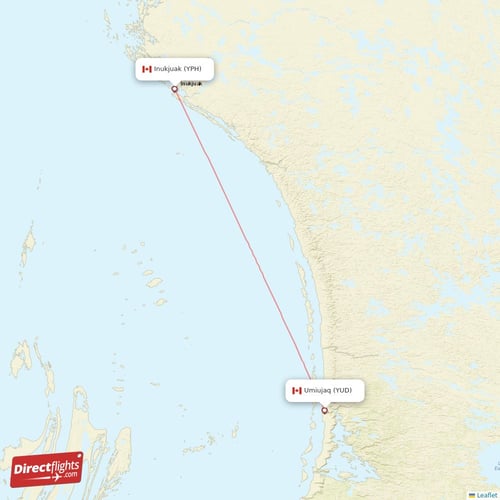 Umiujaq - Inukjuak direct flight map