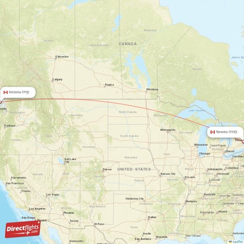 Victoria - Toronto direct flight map