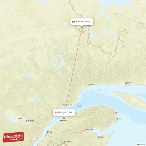 Goose Bay - Wabush direct flight map