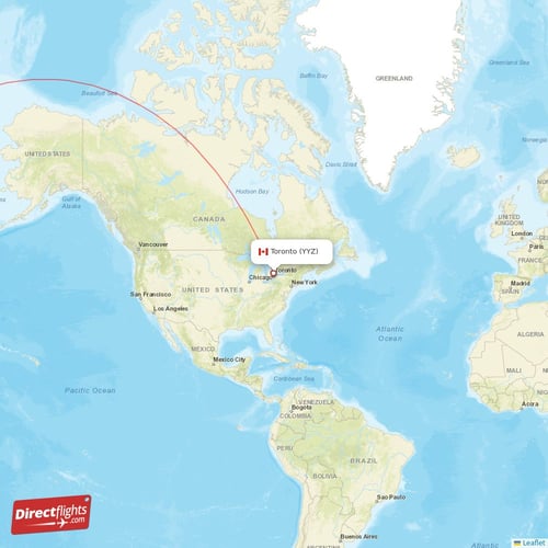 Toronto - Manila direct flight map