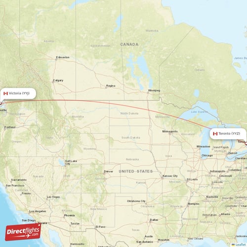 Toronto - Victoria direct flight map