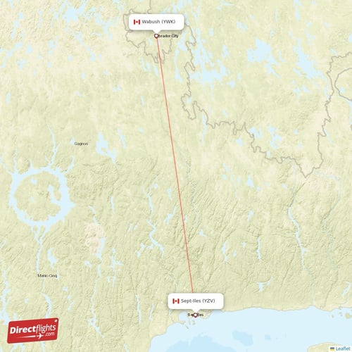 Sept-Iles - Wabush direct flight map