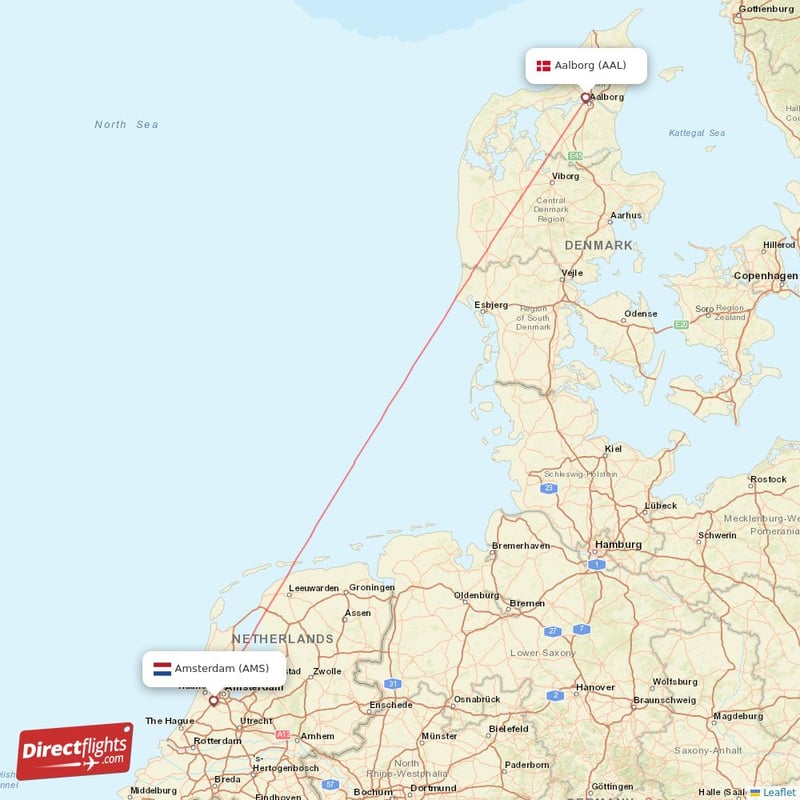 AAL-AMS flight route
