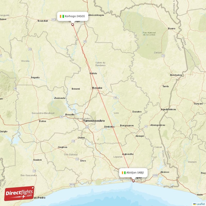 ABJ - HGO route map