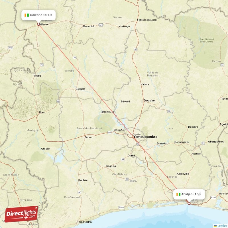 ABJ - KEO route map
