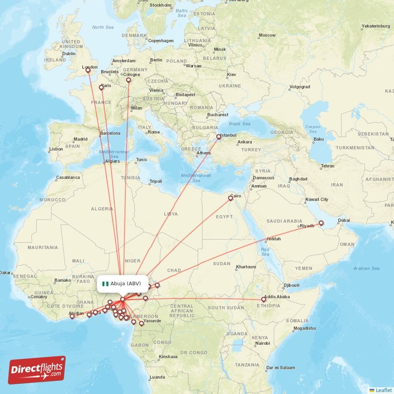 Direct Flights From Abuja - 34 Destinations - ABV, Nigeria ...