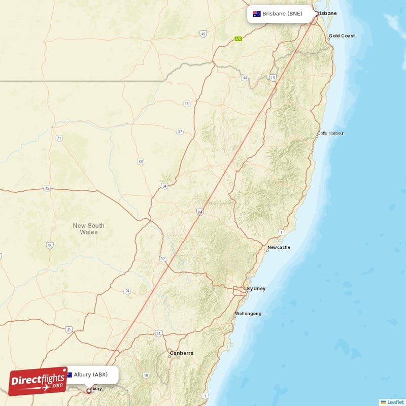 ABX - BNE route map