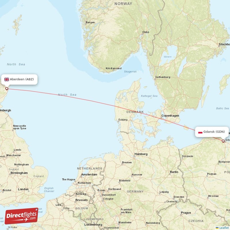 ABZ - GDN route map