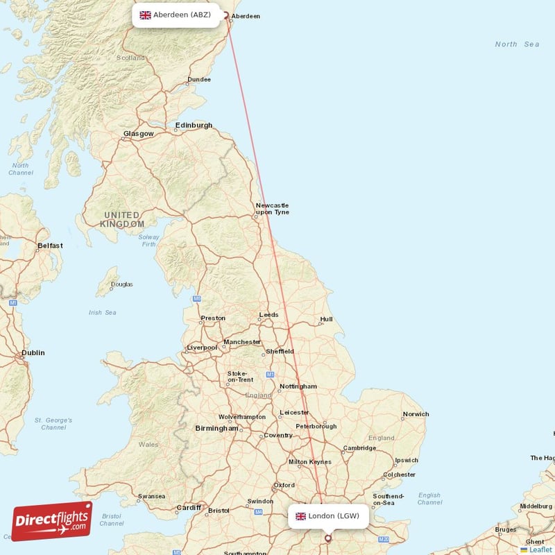 ABZ - LGW route map