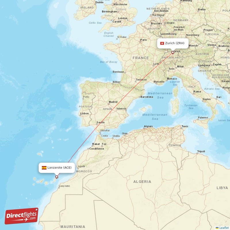 ACE - ZRH route map