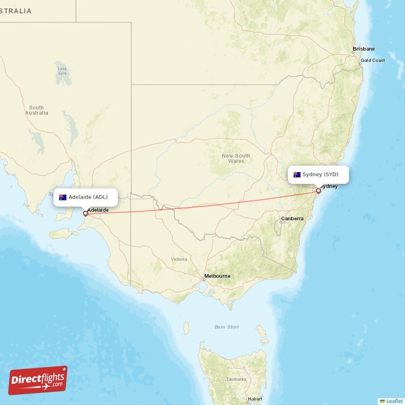 ADL - SYD route map