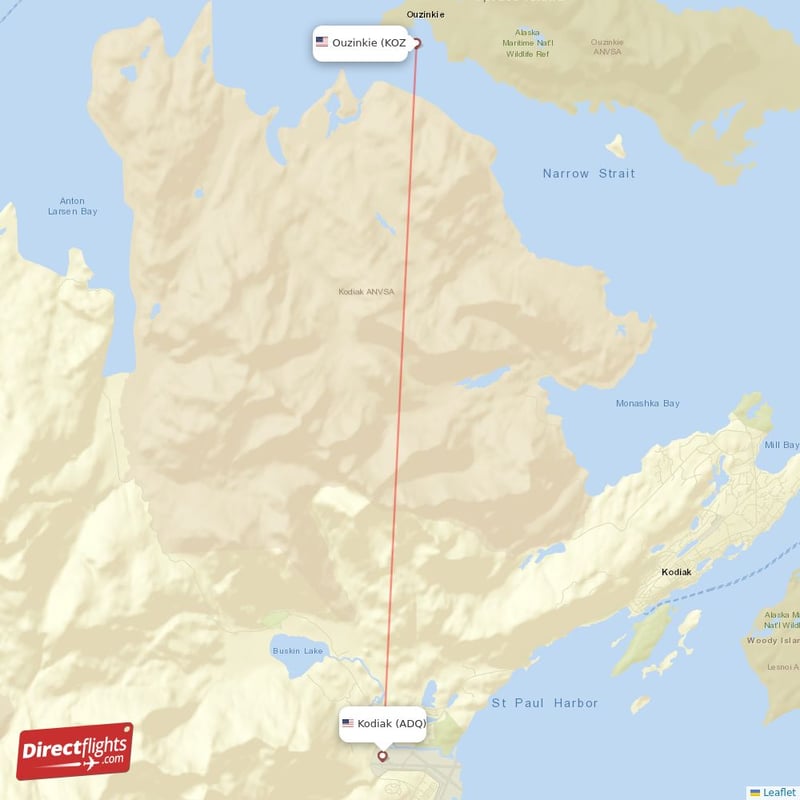 ADQ - KOZ route map