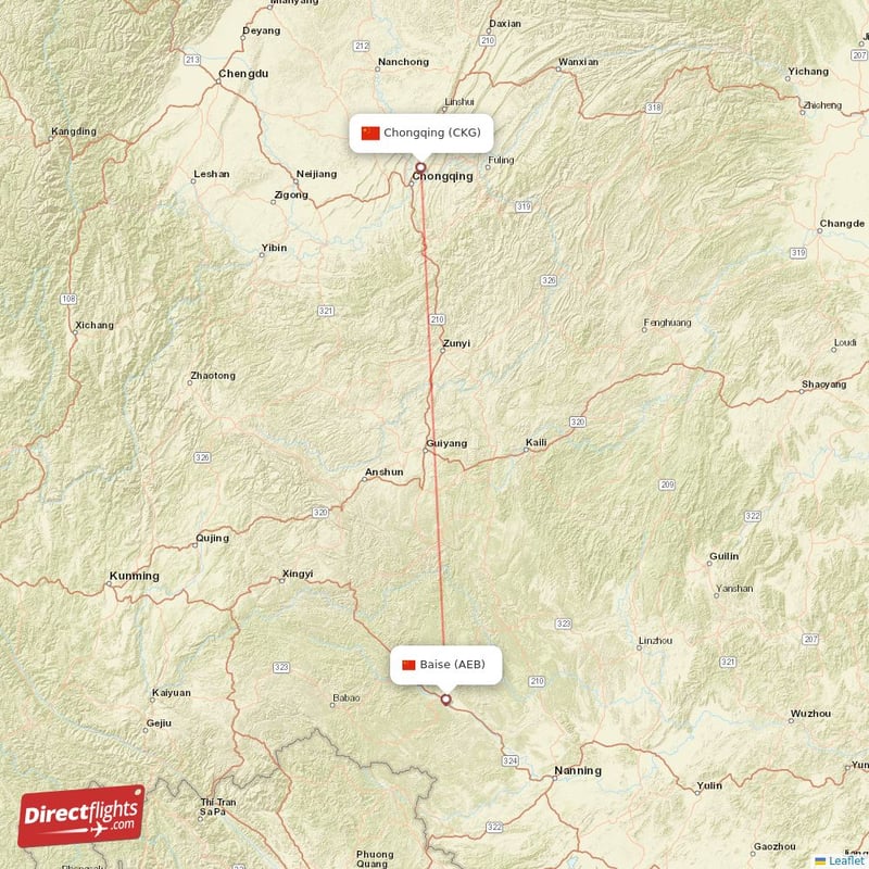 AEB - CKG route map
