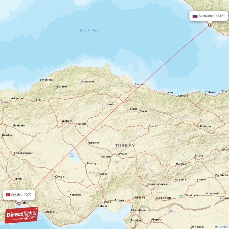 AER - AYT route map