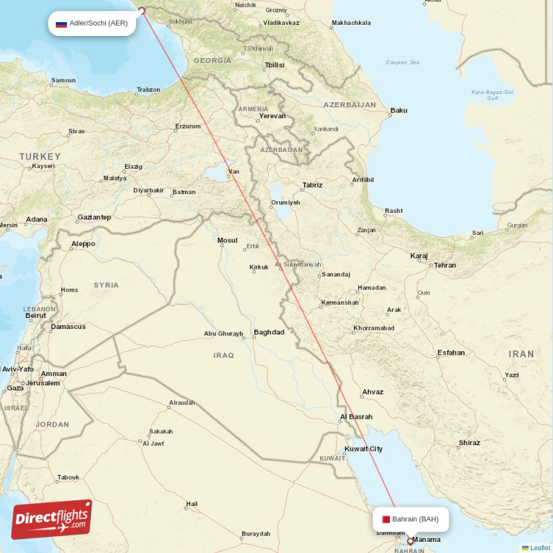 Direct flights from Adler/Sochi to Bahrain, AER to BAH non-stop ...