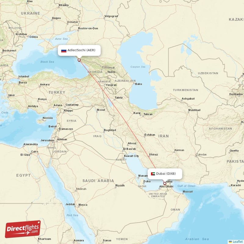 AER - DXB route map