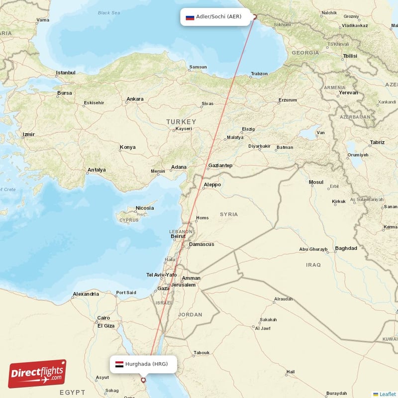 AER - HRG route map