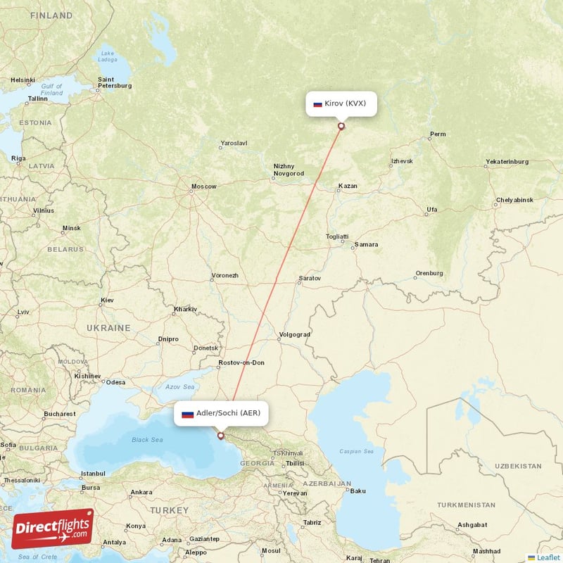 AER - KVX route map