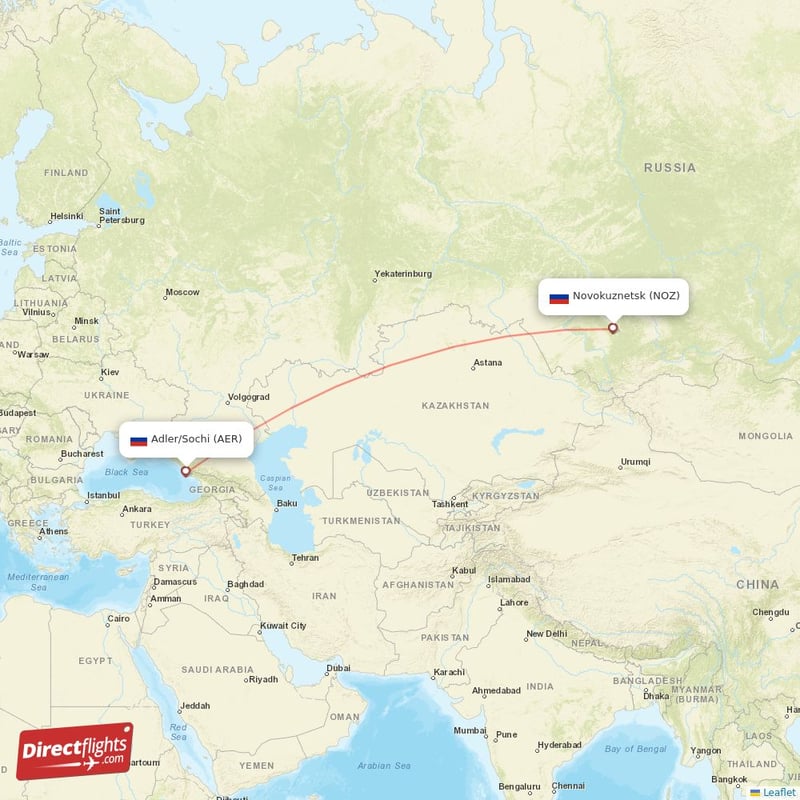 AER - NOZ route map