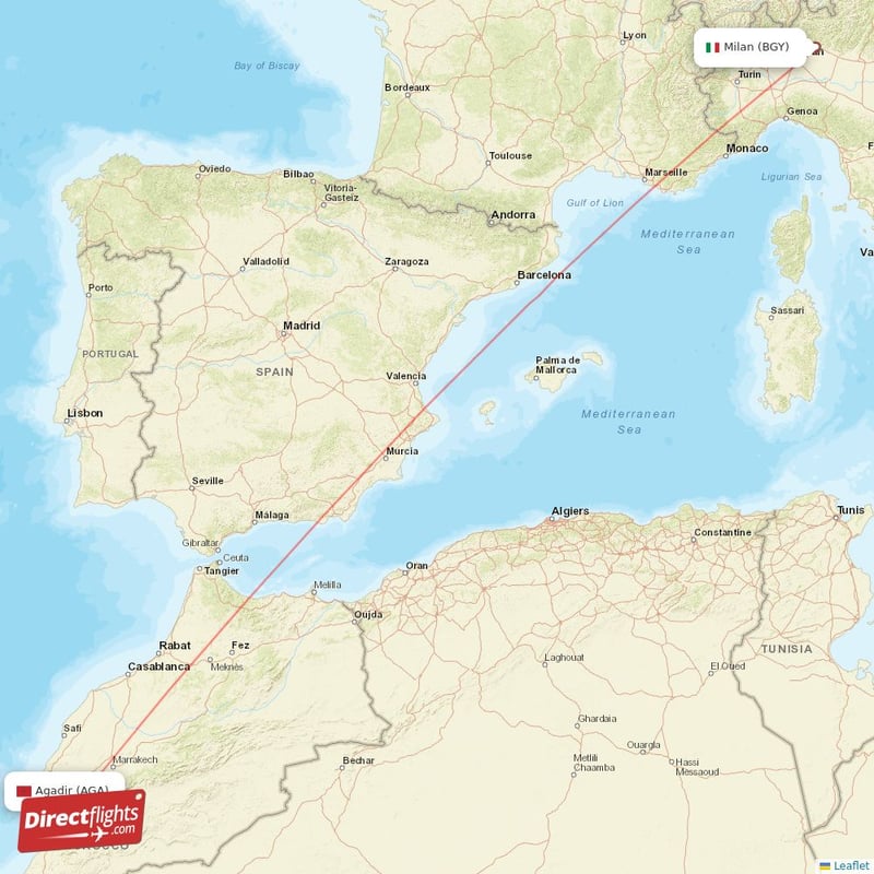 AGA - BGY route map