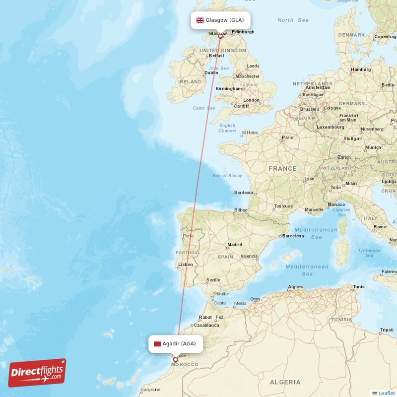 AGA - GLA route map