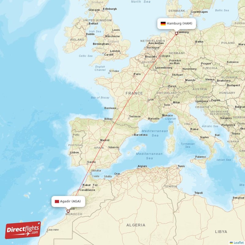 AGA - HAM route map