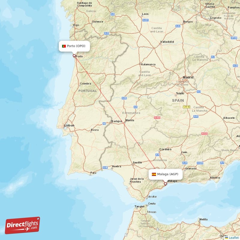 AGP - OPO route map