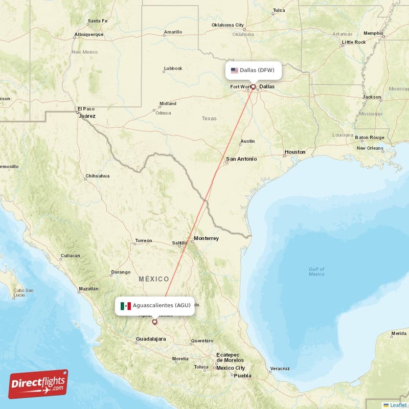 AGU - DFW route map