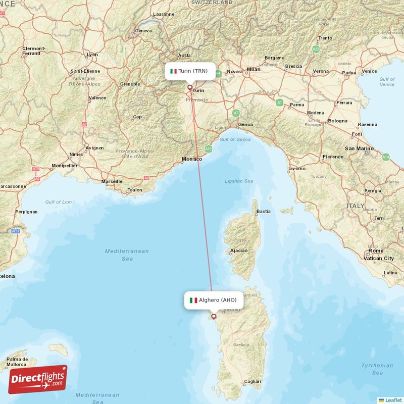 AHO - TRN route map