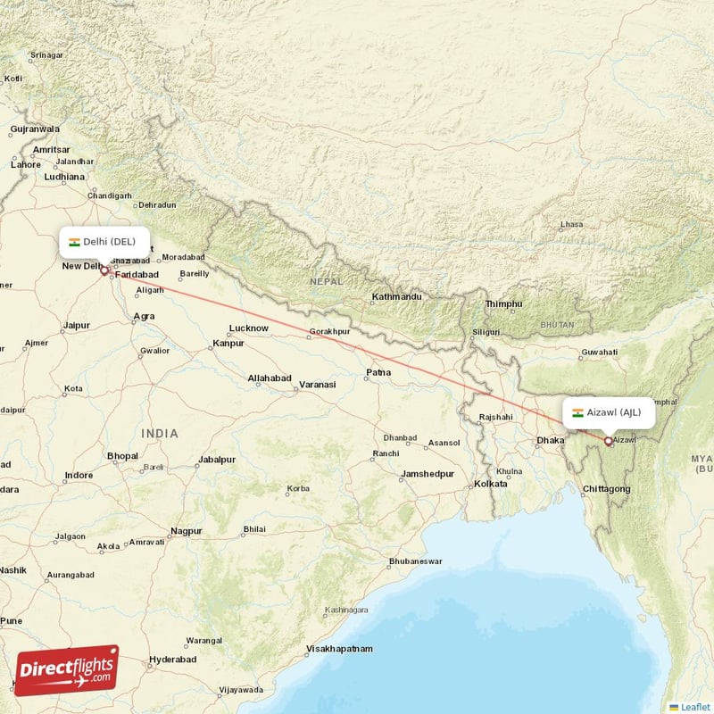 AJL - DEL route map