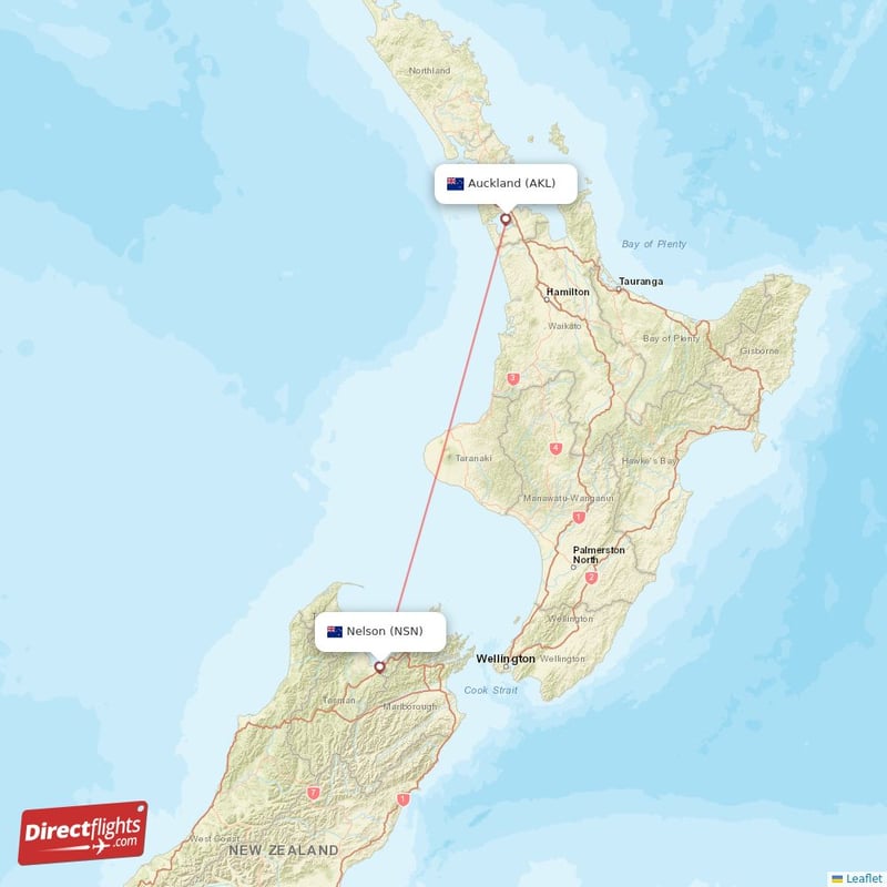 AKL - NSN route map