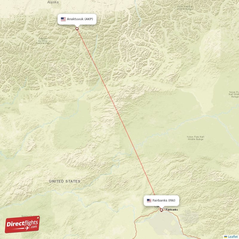 Direct flights from Anaktuvuk 1 destinations AKP, USA