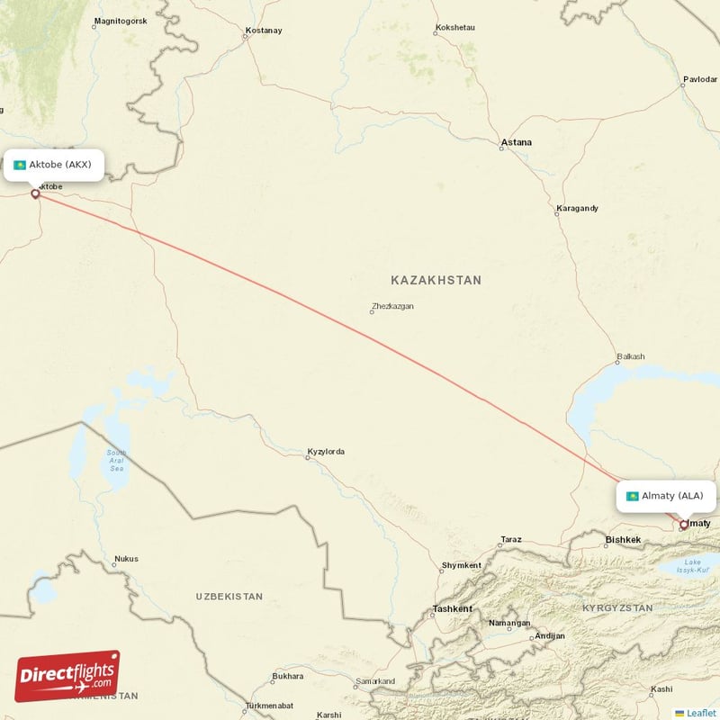 ALA - AKX route map