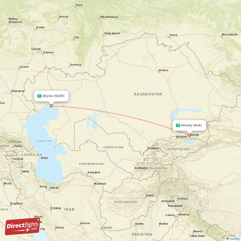 ALA - GUW route map