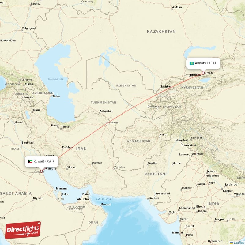 Direct flights from Almaty to Kuwait ALA to KWI non stop