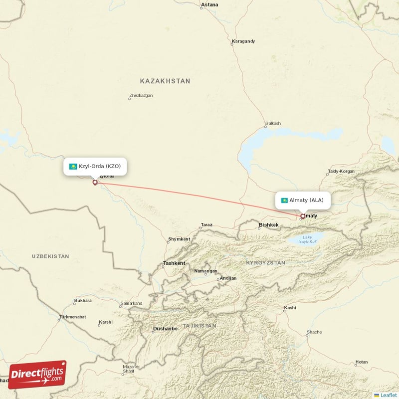 ALA - KZO route map