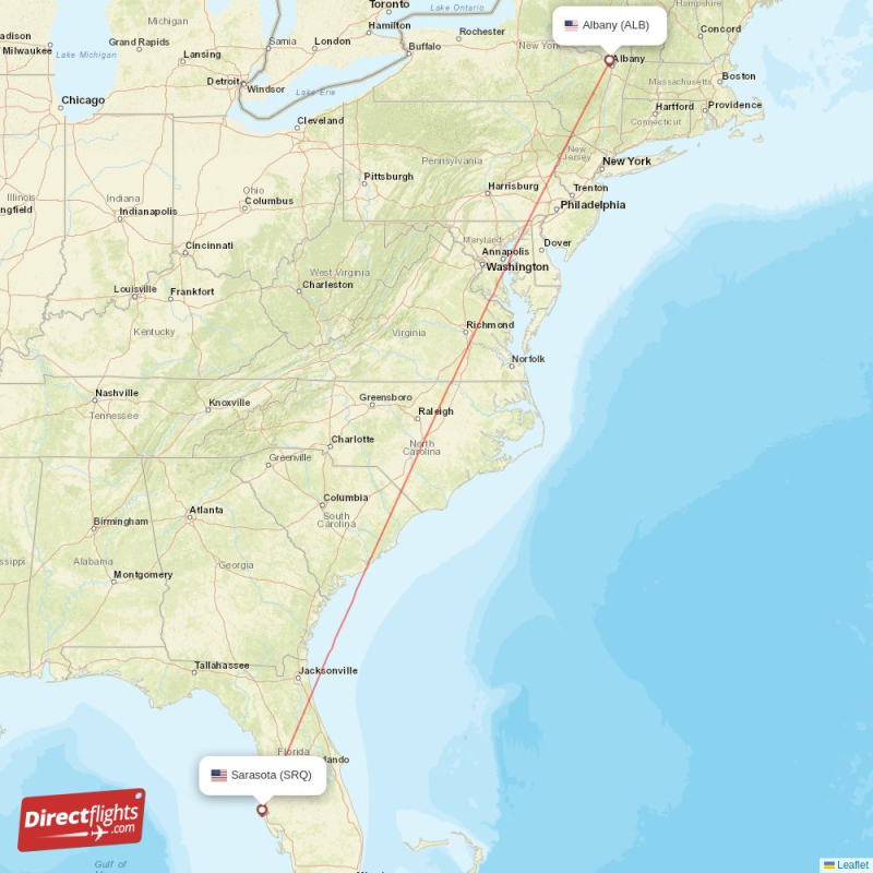ALB - SRQ route map