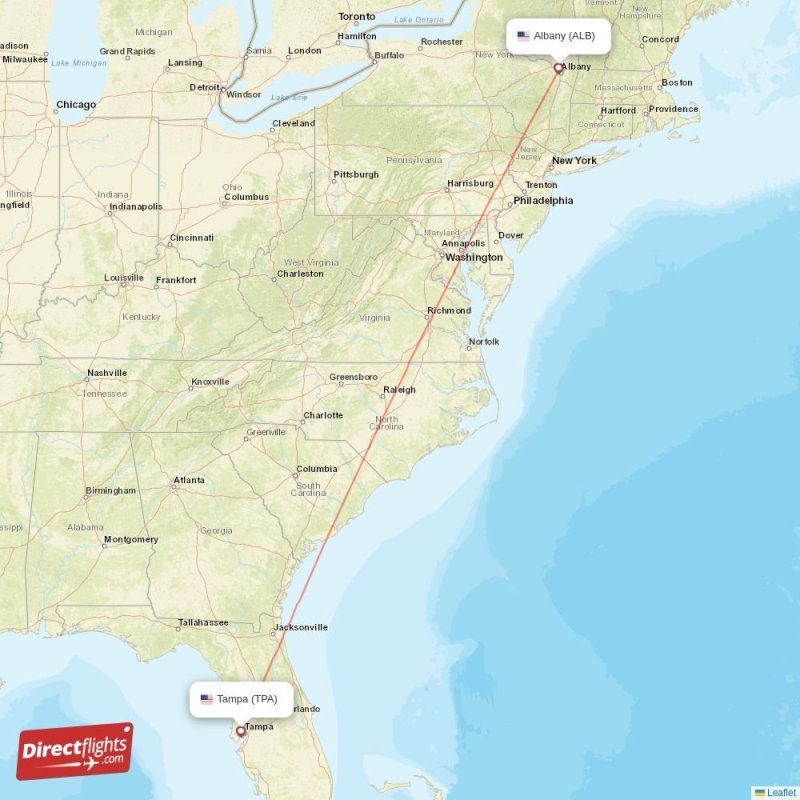ALB - TPA route map